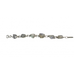 Designer Sterling Silver Bracelet setted with Faceted Rainbow Moon Stone